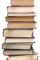 stack of different books on a white background