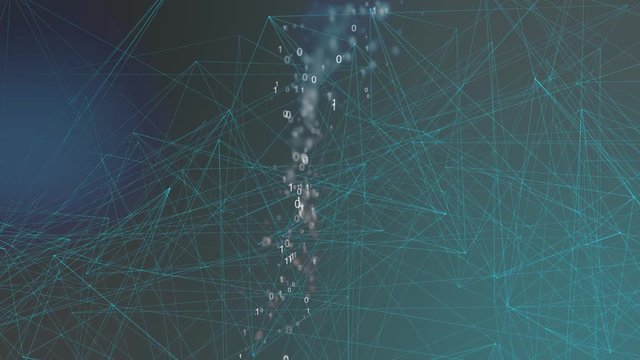 Bin&auml;re Zahlen Codes Bewegen sich im Raum mit Polygonen