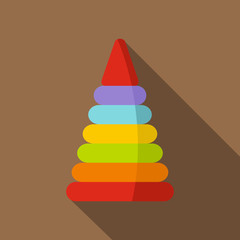 Colorful toy pyramid icon, flat style