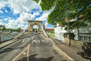 Summer view for iron Marlow bridge