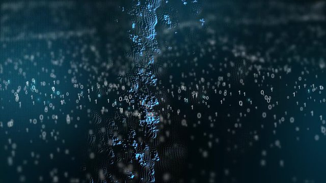 Bin&auml;re Zahlen Codes Bewegen sich im Raum mit Polygonen