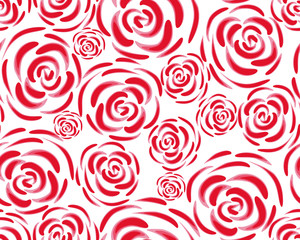 Pattern with rose blossoms on a white background. Simple vintage floral background. Ornament with painted pink flowers Pink color