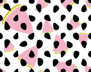 Pattern with pieces of watermelon and seeds