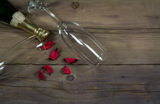 Valentine's day background with champagne