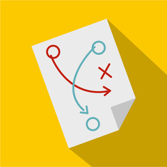 Soccer tactic paper icon, flat style