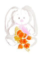watercolor easter rabbit
