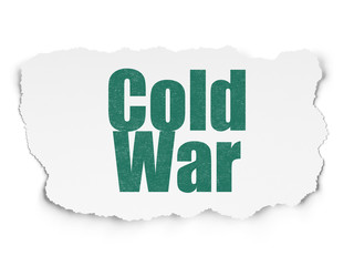 Politics concept: Cold War on Torn Paper background