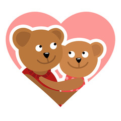 Couple of bears hugging. Vector illustration of Valentine s day congratulation card.