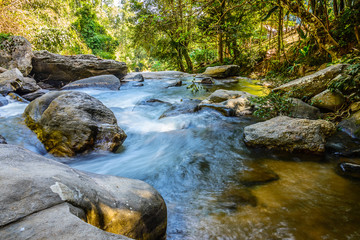 Fototapeta premium Nature Stream from Wachira Tan Waterfall at Doi Inthanon Thailand