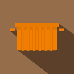 Orange garbage tank icon, flat style