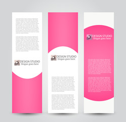 Banner template. Abstract background for design business education advertisement. Pink color. Vector  illustration.