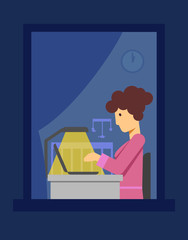 mother working at night