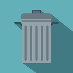 Steel bin icon, flat style