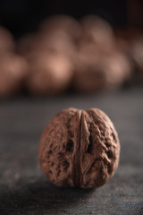 Walnut over dark background
