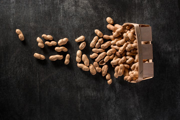 Top view of dried peanuts