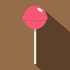 Pink lollipop icon, flat style
