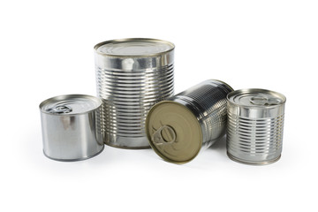 metal cans on a white background.