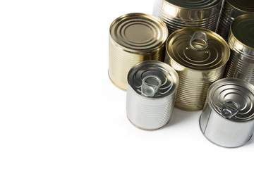 metal cans on a white background.