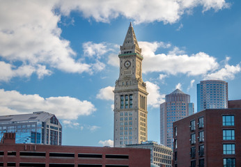 Fototapeta na wymiar Boston Skyline and Custom House Clock Tower - Boston, Massachusetts, USA