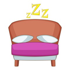 Bed icon, cartoon style