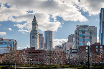 Fototapeta na wymiar Boston Skyline and Custom House Clock Tower - Boston, Massachusetts, USA