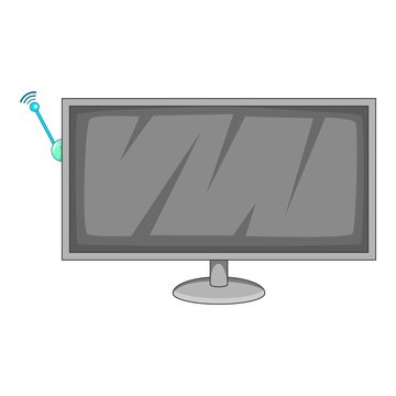 TV with wi fi connection icon, cartoon style