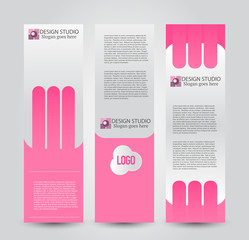 Banner template. Abstract background for design business education advertisement. Pink color. Vector  illustration.