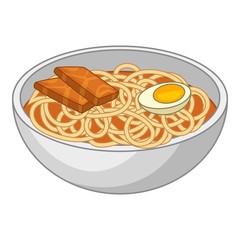 Udon noodles icon, cartoon style