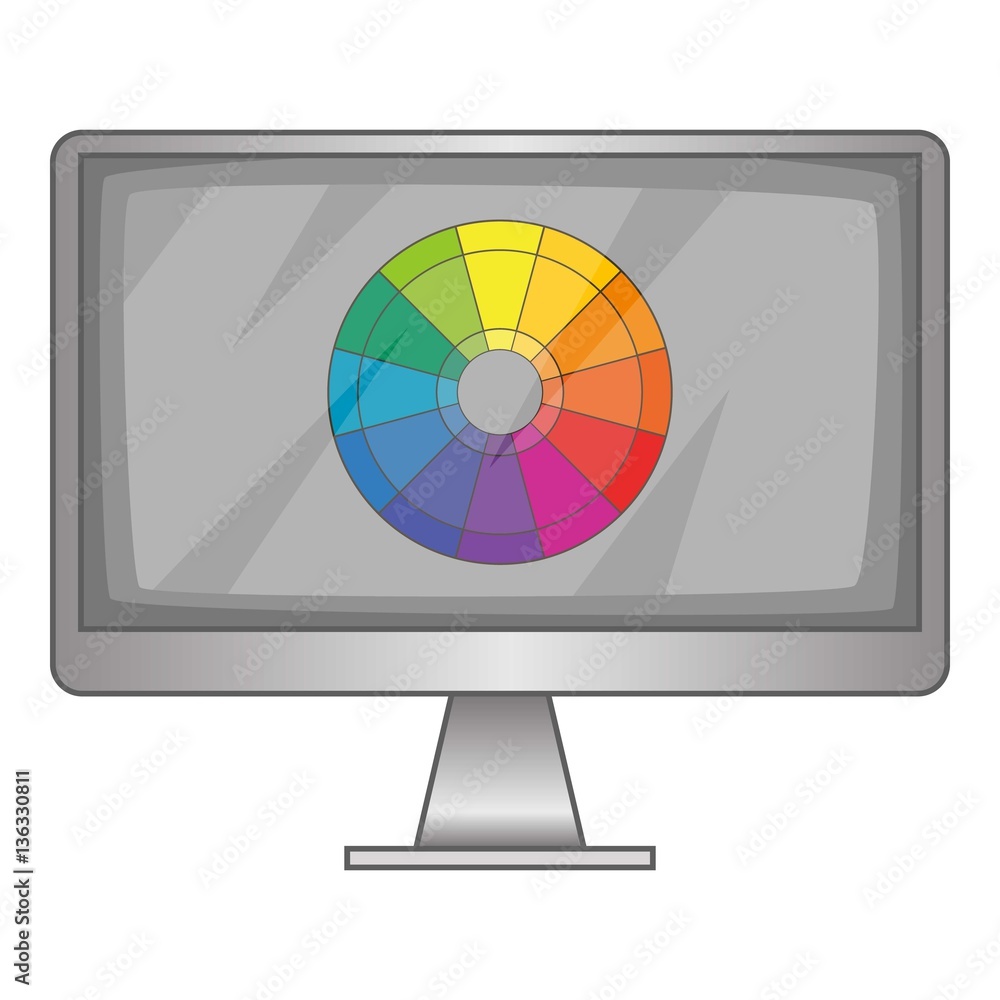 Poster computer monitor with color spectrum icon