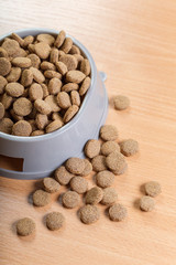 pets food on wooden floor