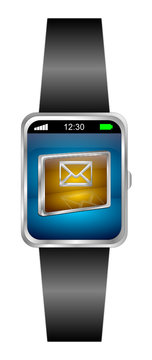 Smartwatch with E-Mail Button - 3D illustration