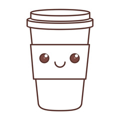disposable coffee cup kawaii icon image vector illustration design 