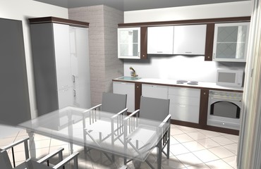 3D rendering modern kitchen