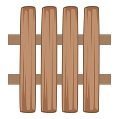 Wooden fence icon, cartoon style