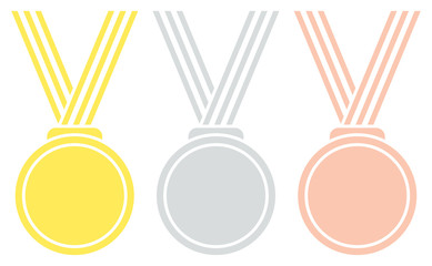 3 Medals Golden/Silver/Bronze Striped Ribbon Graphic