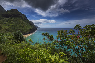 Views on the Kalalau trail along the Na Pali coast