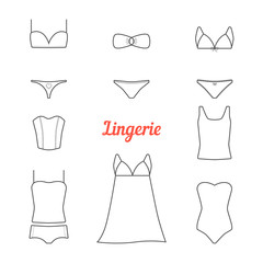 set of thin line lingerie icons