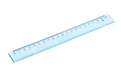 Plastic transparent Ruler with white background