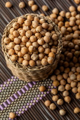 Soybean in wood bowl