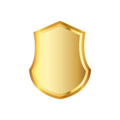 Golden shield icon. Vector illustration.