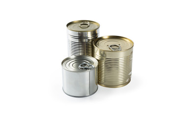 metal cans on a white background.