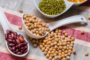 Group of colorful various beans