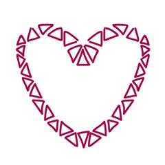  Heart contour of red pink triangles