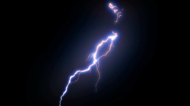 4K-UHD Realistic Lightning Strike Packs , Blue Electrical Storm Over Black Background.