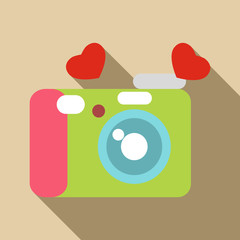 Photocamera icon, flat style