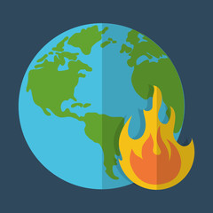 planet and flame global warming icon image vector illustration design 