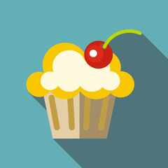 Valentine cupcake icon, flat style