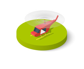 Helicopter 3d isometric icon. Air transport for travel and work. Flat 3d dimensional transport