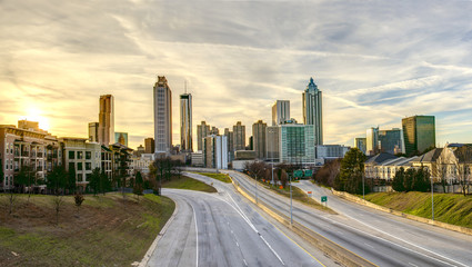 Fototapeta na wymiar downtown Atlanta with no people and cars