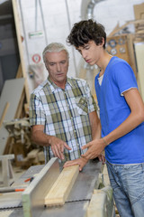 Young carpentry apprentice
